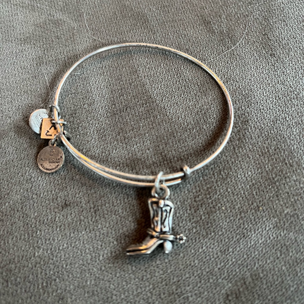 Alex And Ani Cowboy Boot Bangle Bracelet. Rafaellian Silver Finish.
